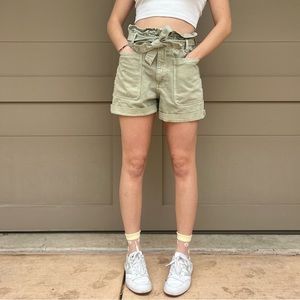Zara High-Waisted green shorts size 6